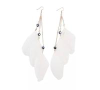 CWZZWS Colorful Feather Earring -Long Feather Bohemian Tassel Geometric Chain Earrings, Fashionable Summer Feather Curved Needle Earrings For Women Girls Jewelry Gift ui