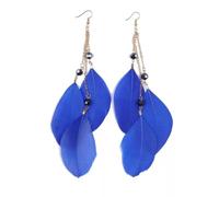 CWZZWS Colorful Feather Earring -Long Feather Bohemian Tassel Geometric Chain Earrings, Fashionable Summer Feather Curved Needle Earrings For Women Girls Jewelry Gift ui