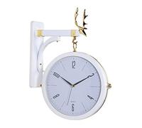 CWZZWS Creative Nordic Double Sided Wall Clock Stand Outside Home Decoration Clocks Wall Household Home Decor Deer Wall Watch Gift Easy to Hang, Silver