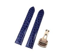 CWZZWS Crocodile Leather Watch Strap Compatible with Compatible with London Solo Leather Watchband Men Women 12 14 16 17 17.5mm(Green Gold,17.5mm)