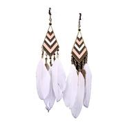 CWZZWS Dangling Feather Earring-Bohemian Leaf Diamond Long Tassel Feather Earrings For Women,Simple Feather Curved Needle Earring Teen Girls Jewellery For Birthday Party Gifts ui