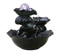 CWZZWS Desktop/Tabletop Fountain 3-layer Ceramic Tabletop Fountain with Rotating Crystal Ball Home Feng Shui Ornaments Interior Decoration Fountain Suitable for Living Room Bedroom Office, H 9.4",