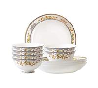 CWZZWS Dinner Plates,Dishes/Plate/Bowl Set,10-Piece Porcelain Dinner Sets Vintage Painted Flower Bone China Dining Tableware Set Bowl Dinner Plate