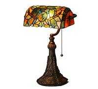 CWZZWS Dragonfly Bank Table Lamp Rose Resin Base Rotate Lampshade Pullswitch Desk Light Decor Handicraft Art Lighting A Needed (c One Size)