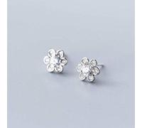 CWZZWS Earrings for Women, S925 White Mushroom Nail Female Korean Art Style Cute Six Petals Flower Small Flower Diamond Fashion Earrings rose