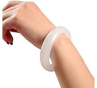 CWZZWS Elegant Classical White Jade Bangle Bracelet for Women Natural Jade Bracelet Handcrafted Good Fortune Feng Shui Jade Bangles Jewelry with Box,60mm