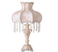 CWZZWS European-Style Table Lamp Bedside Lamp Handmade Lace Cloth Beige Lampshade Victorian Style Resin Lamp Body Desk Lamp Use E27/ E26 Bulbs