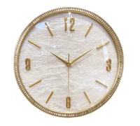 CWZZWS Family Brass Wall Clock Modern Simple Style Silent Non Ticking Wall Clock Quality Quartz Battery Operated Round Decorative Easy to Read Wall Hanging (F)