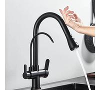 CWZZWS Faucet Antique Brass Touch Kitchen Faucet Handle Tap Deck Mounted 360 Rotation Pull Out Soft Water Wash Hot Cold Mixer Crane Taps Water-tap