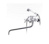 CWZZWS Faucet Wall Mount Tub Faucet with Hand Shower Brass Cross Double Handle Sleek Design Bathroom Bath Mixe Tap Chrome Faucet