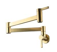 CWZZWS Faucet Wall Mounted Cold Water Faucet Kitchen Sink Faucets Brass Folded Single Hole Wall Mount Kitchen Faucets-Gold(Gold) Faucet
