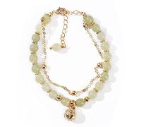 CWZZWS Feng Shui Natural Jade Bracelet and Tian Ruan Jade Bracelet Double Layer Talisman Clock Luxury Vacation Jewelry Gemstone Crystal Bracelet Wealth Talisman Prosperity Wealth Luck