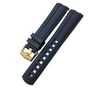 CWZZWS Fluorous Rubber Watchband 19Mm 20Mm 21Mm for Seamaster 007 Rose Gold Buckle Soft Waterproof Silicone Watch Strap/Blue Silver/21Mm