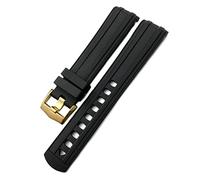 CWZZWS Fluorous Rubber Watchband 19Mm 20Mm 21Mm for Seamaster 007 Rose Gold Buckle Soft Waterproof Silicone Watch Strap/Blue Silver/21Mm