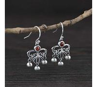 CWZZWS for chinese style eardrop s925 vintage thai women beads tassel butterfly earrings southern red agate lapis
