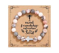 CWZZWS Gifts for Women Cross Beads Bracelet Catholic Religious Jewelry Mothers Day Birthday for Women Mother Daughter Sister Girlfriend Grandma Wife