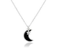 CWZZWS Girl Products Dainty Mother of Pearl Moon Necklace for Women Black Onyx White Quartz Crescent Moon and Star Pendant 14K Gold Plated Trendy Jewelry Gifts for Teen Girls Gifts