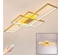 CWZZWS Gold Dimmable Living Room Light with Remote Control, 3 Rectangle 72W LED Ceiling Lamp Aluminum Ring Designer Ceiling Light Living-Bedroom Dining Room Ceiling Wall Lighting
