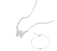 CWZZWS jewellery wedding 925 jewelry set women - necklace bracelet in the shape of zircon pendant w letter, wedding anniversary jewelry accessories for bride women jewelry