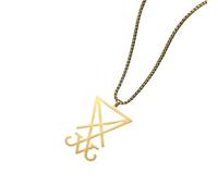 CWZZWS Jewelry New 2025 Arrival Sigil Of Lucifer Satan Symbol Pendant Stainless Steel Necklace For Men Women Seal Of Satan Emblem Amulet With For You Accessories Trendy Creative Gift Gift