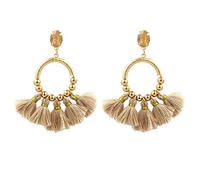 CWZZWS Jewelry-Women's Earrings Europe and The United States Exaggerated National Wind Line Spike Tassel Earrings Personality Bohemian Earrings Gray, Send a Birthday Gift for