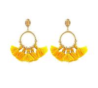 CWZZWS Jewelry-Women's Earrings Europe and The United States Exaggerated National Wind Line Spike Tassel Earrings Personality Bohemian Earrings Yellow, Send a Birthday Gift f