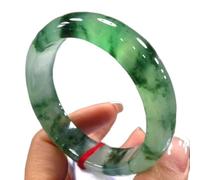 CWZZWS Ladies Jade Bangle Bracelet, Natural Old Pit Floating Flower Jade Bangle, Round Jade Bracelet, The for Mothers and Girlfriends, with Jewelry Box, 54-64mm,54mm
