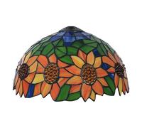 CWZZWS Lamp Shade 12 Inch Wide Accessories Replacement Only Sunflower Stained Glass Lampshades Vintage Yellow Orange Flower Butterfly Beads Light Cover for Table Pendant A
