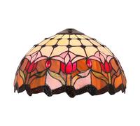 CWZZWS Lamp Shade Replacement 12" Pink Tulip Stained Glass Lampshades Only with Cap Amber Red Orange Flower Beads Vintage Light Cover Fit for Table Pendant Ceiling Fixture