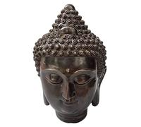 CWZZWS Meditating Buddha Head Statue Decoration, Lucky Buddha Head Statue Ornaments, Pure Copper Sakyamuni Tathagata Buddha Sculpture Statues Home Deacute;cor,Brass