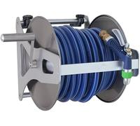 CWZZWS Metal Hose Reel Wall Mounted ，Stainless Steel Garden Hose Storage Holder, Portable Compact Water Pipe Watering Reel for Watering Plants, Clean The Floor, Car Wash(25m)