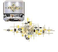 CWZZWS Modern Metal Wall Clock,Silent Non Ticking 3D Art Sunburst Large Wall Clocks Battery Operated, for Living Room Bedroom Kitchen Home Decoration,117X56CM