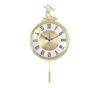 CWZZWS Modern Wall Clock Wall Clock Pure Copper Deer Head Wall Clock European Style Home Living Room Bedroom Decoration Mute Wall Clock Quartz Clock 25.19 Inches High Clocks for Living Room