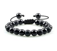 CWZZWS natural black obsidian beaded men tiger eye stone cat eye yoga essential oil elastic strand bangles gift