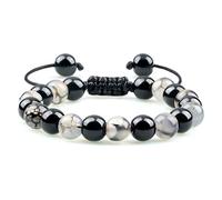 CWZZWS natural black obsidian beaded men tiger eye stone cat eye yoga essential oil elastic strand bangles gift