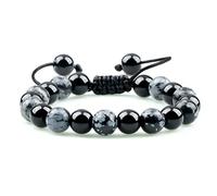 CWZZWS natural black obsidian beaded men tiger eye stone cat eye yoga essential oil elastic strand bangles gift