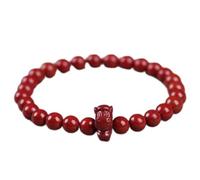 CWZZWS Natural Gemstone Bracelet, Crystal Natural High Levels of Cinnabar Lucky Zodiac Animals Charm Balance Red Bracelet Wealth Amulet Attract Money Prosperity Luck,Pig
