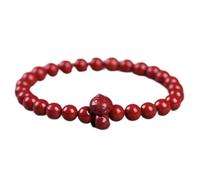 CWZZWS Natural Gemstone Bracelet, Crystal Natural High Levels of Cinnabar Lucky Zodiac Animals Charm Balance Red Bracelet Wealth Amulet Attract Money Prosperity Luck,Pig