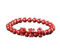 CWZZWS Natural Gemstone Bracelet, Crystal Natural High Levels of Cinnabar Lucky Zodiac Animals Charm Balance Red Bracelet Wealth Amulet Attract Money Prosperity Luck,Rabbit Horse Dog