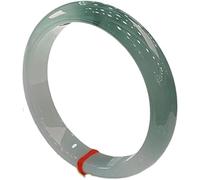 CWZZWS Natural Translucent Color Jade Bangles, Ladies Turquoise Floating Flower Jade Bangle Bracelet, Chinese Elegant Classic Lucky Jade Bracelet, with Jewelry Box,58mm