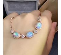 CWZZWS Opal 925 silver inlaid natural opal women classic oval hand bracelet