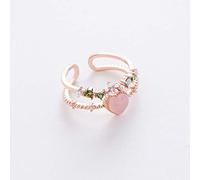 CWZZWS Open Rings For Women,Vintage Adjustable Ring Simplicity Rose Gold Double Layer Heart Flowers Crystal Ring Romantic Jewelry Gift For Girl Women Couple Engagement Wedding Eternity Ring Xmas Gift