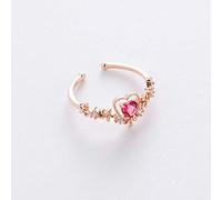 CWZZWS Open Rings For Women,Vintage Adjustable Ring Simplicity Rose Gold Heart Flowers Crystal Ring Romantic Jewelry Gift For Girl Women Couple Engagement Wedding Eternity Ring Xmas Gift