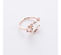 CWZZWS Open Rings For Women,Vintage Adjustable Ring Simplicity Rose Gold Heart Flowers Crystal Ring Romantic Jewelry Gift For Girl Women Couple Engagement Wedding Eternity Ring Xmas Gift