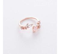 CWZZWS Open Rings For Women,Vintage Adjustable Ring Simplicity Rose Gold Heart Flowers Crystal Ring Romantic Jewelry Gift For Girl Women Couple Engagement Wedding Eternity Ring Xmas Gift