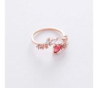 CWZZWS Open Rings For Women,Vintage Adjustable Ring Simplicity Rose Gold Heart Flowers Crystal Ring Romantic Jewelry Gift For Girl Women Couple Engagement Wedding Eternity Ring Xmas Gift