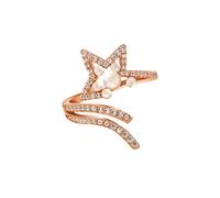 CWZZWS Open Rings For Women,Vintage Adjustable Ring Simplicity Rose Gold Pentagram Star Pearl Crystal Ring Romantic Jewelry Gift For Girl Women Couple Engagement Wedding Eternity Ring Xmas Gift