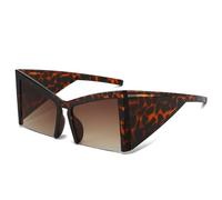 CWZZWS Oversized Cat's Eye Women Sunglasses Retro Wide Legs Eyewear Men Semi-Rimless Gradient Sun Glasses UV400