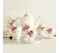 CWZZWS Porcelain Tea Sets British Vintage Flowers Coffee Cups and Saucers Tea Coffee Cup Sets, Tea Service for 6 Luxury Bone China Tableware