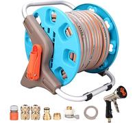 CWZZWS Portable Hose Pipe Reel，Garden Hose Reel Cart, Garden Hose Storage Holder for Gardens, Lawns, Sidewalks and Backyards, Outside Water Pipe Rack Winding Tool(30M Water Pipe)